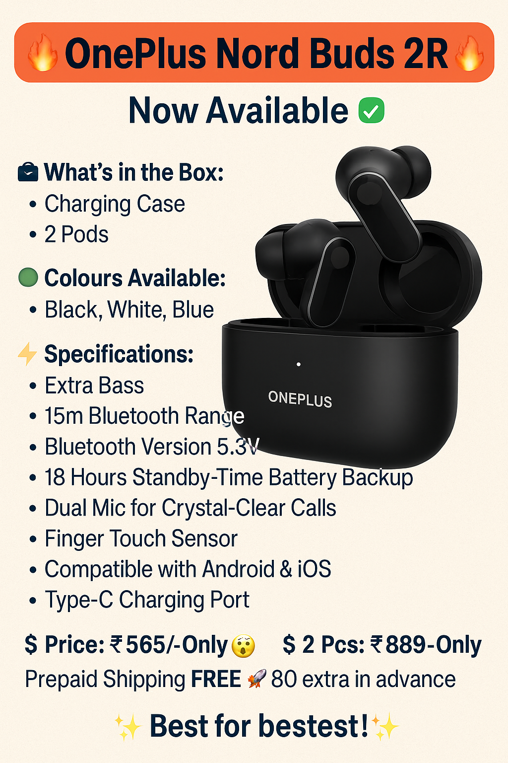 OnePlus Nord Buds 2R 🔥